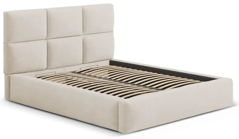 Бежово двойно легло 200x200 cm тапицирано с място за съхранение с включена подматрачна рамка Libera – Windsor & Co Sofas