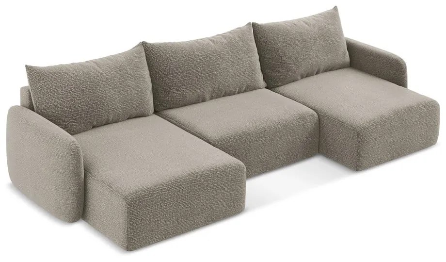 Бежов разтегателен ъглов диван с място за съхранение Kalena – Makamii