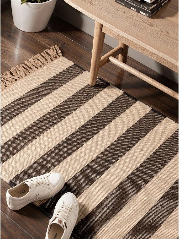 Черна/кремава двустранна/ръчно изработена ютена пътека 80x200 cm Playa – Hanse Home