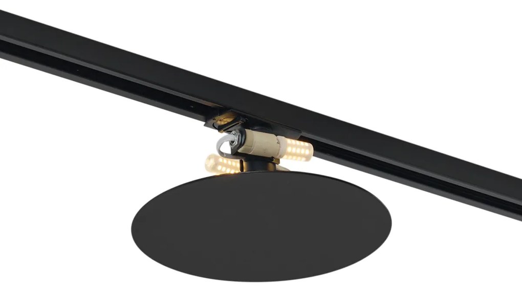 Модерна черна таванна лампа за 1-фазна релсова система 2-лампи - Iconic Pulley