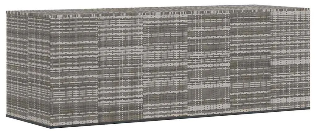 317237 vidaXL Кутия за градински възглавници PE Ратан 291x100,5x104 см сива