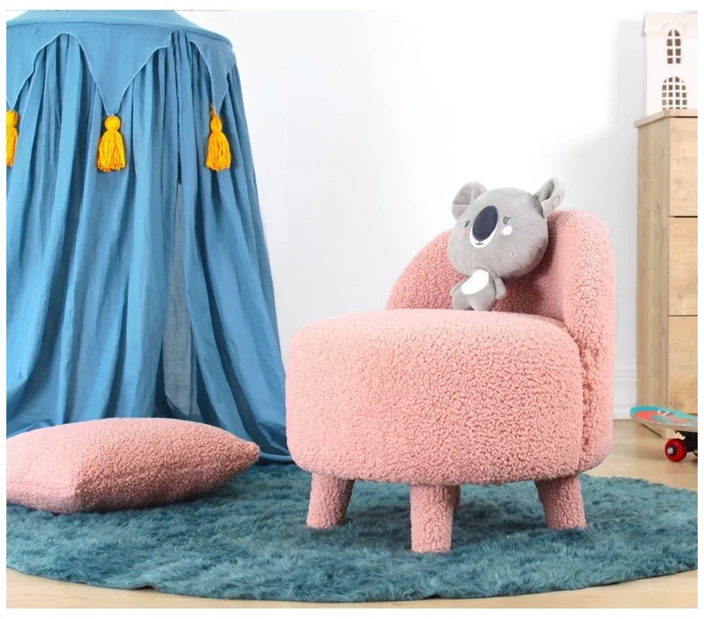 Светлорозов детски фотьойл от плат букле Moouv – Artie