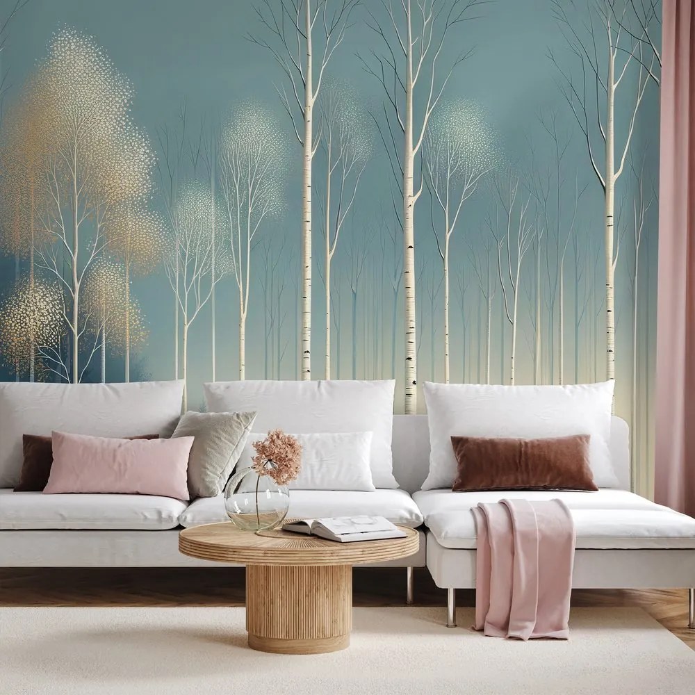 Самозалепващ тапет – Заснежена гора в мъгла