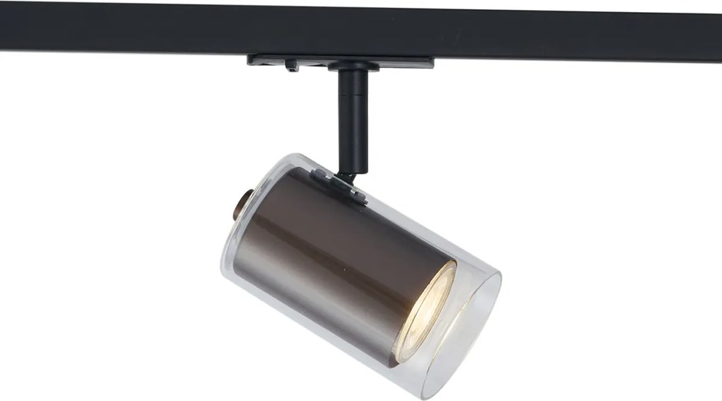 Модерен прожектор тъмен бронз с прозрачно стъкло за релсова система 1-фазен - Iconic Lloyd