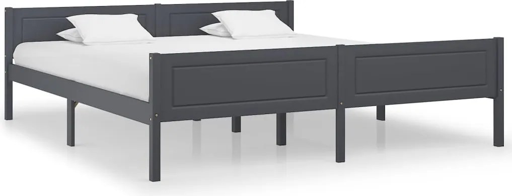 322129 vidaXL Рамка за легло, борово дърво масив, сива, 180x200 см