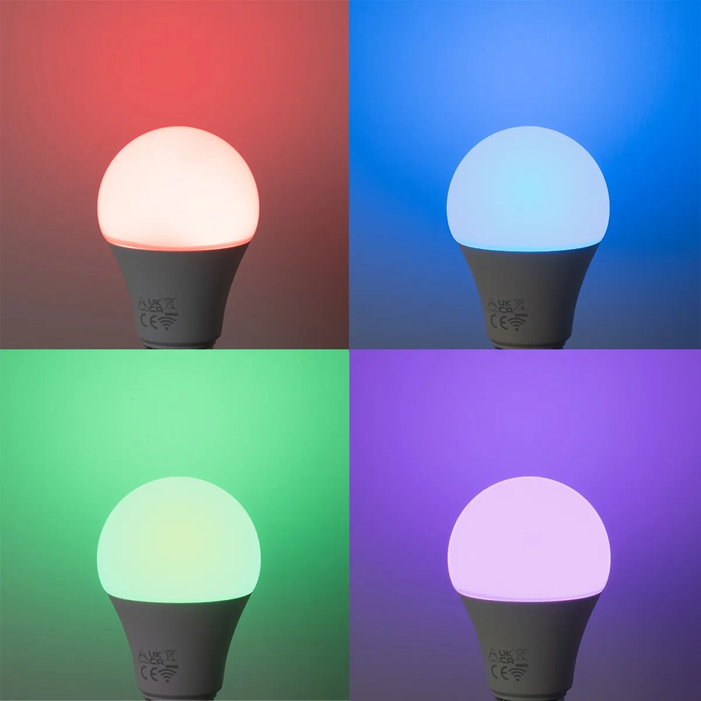 Комплект от 5 Интелигентни LED крушки E27 A60 матирани RGBW 9W 806lm 2700-6500K