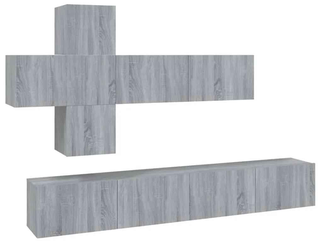 3114524 vidaXL Комплект ТВ шкафове от 7 части, сив сонома, инженерно дърво
