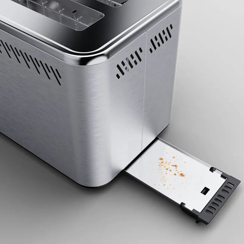 Тостер за хляб AENO ATS0003, 950W, 6 вида хляб, 7 нива на изпичане, Подгряване, Размразяване, LED, Инокс