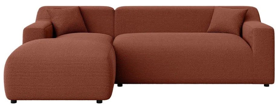Ъглов диван от рипсено кадифе в тухлен цвят (ляв ъгъл) Martin – Ropez
