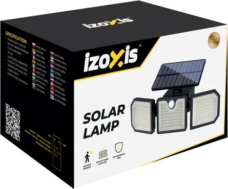 Соларна LED лампа със сензор за движение и здрач Izoxis — 167 LED, 500lm, IP65 водоустойчива