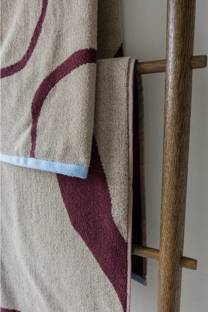 Бордо/бежови кърпи в комплект 2 бр. от органичен памук от тери 50x90 cm Nova Arte – Mette Ditmer Denmark