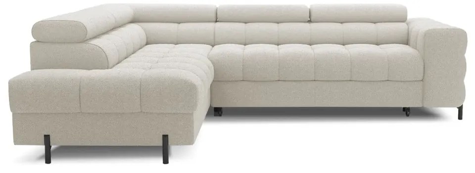 Кремав разтегателен ъглов диван с място за съхранение от букле (ляв ъгъл L форма) Ferucce – ELTAP