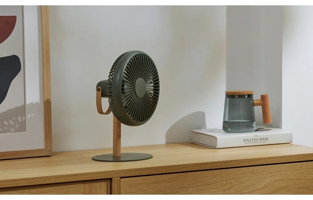Зелена настолна лампа с вентилатор с дистанционно управление (височина 26 см) Beyond - Gingko