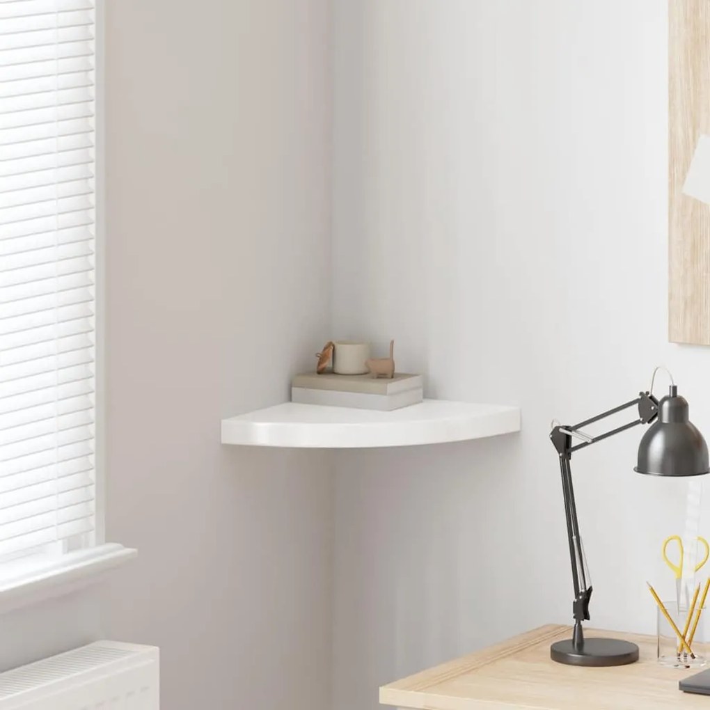 323907 vidaXL 323907  Floating Corner Shelf High Gloss White 35x35x3,8 cm MDF