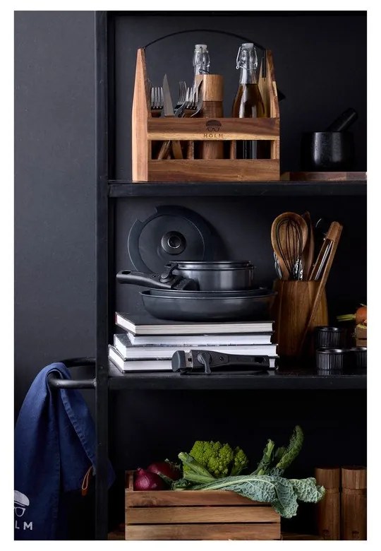 Алуминиев комплект тигани с подвижна дръжка 2 бр. с капак и незалепващо покритие 2,4 l – Holm