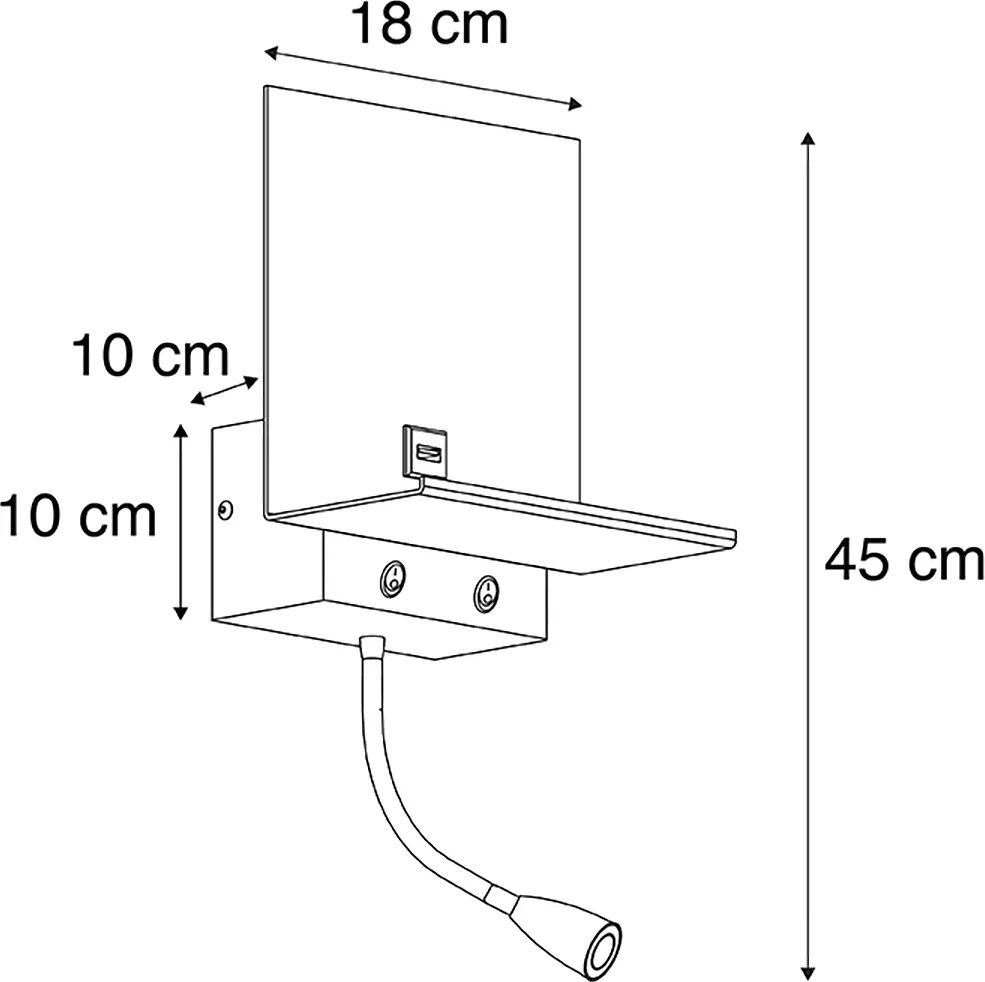 Интелигентна стенна лампа черна с USB и гъвкава ръка с Wifi G9 - Flero