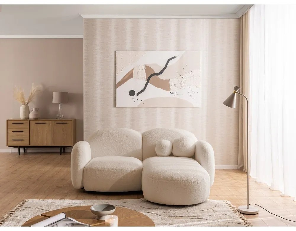 Светлокафяв ъглов диван от прежда с примки от букле (десен ъгъл) Orbit – Ropez