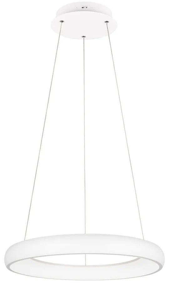 Бяло LED затъмняващо се висящо осветително тяло с метален абажур ø 62 cm Cardona – Trio