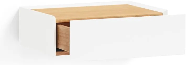 Бяло висящо нощно шкафче с дъбов плот Arista – Teulat