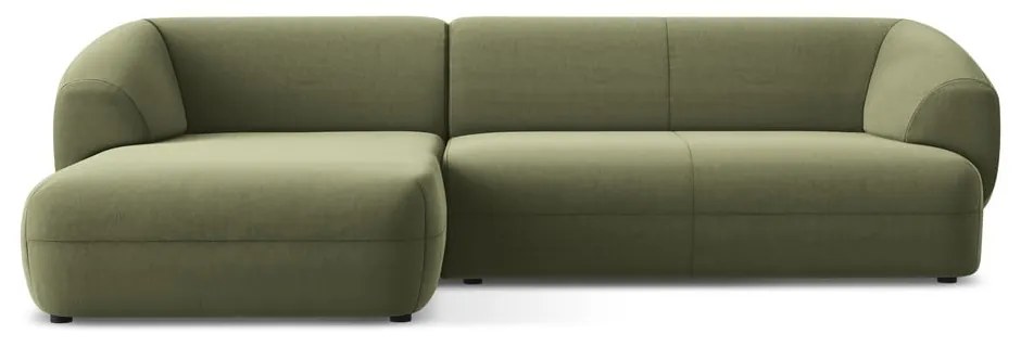 Зелен кадифен ъглов диван (ляв ъгъл) Moana – Makamii