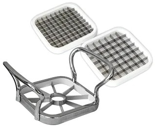 Иноксова резачка за плодове ръчна с 3 приставки 15x10x14см CN-(9842) - Horecano