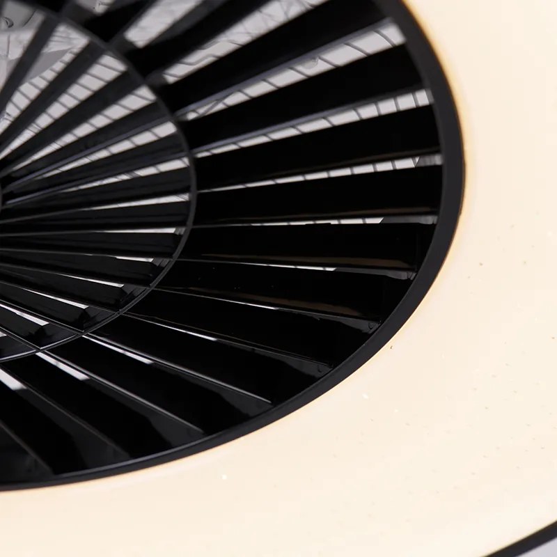 Вентилатор за таван черен със звезден ефект 60 см вкл. LED димируем с дистанционно управление - Climo