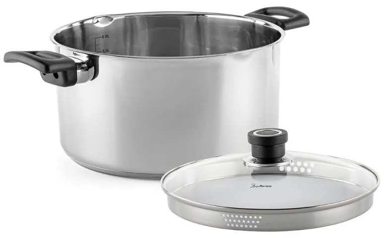 Тенджера Luigi Ferrero Sophia FR-3405, 24x13 см, 5.4 л, Стомана 18/10, Стъклен капак, Индукция, Инокс