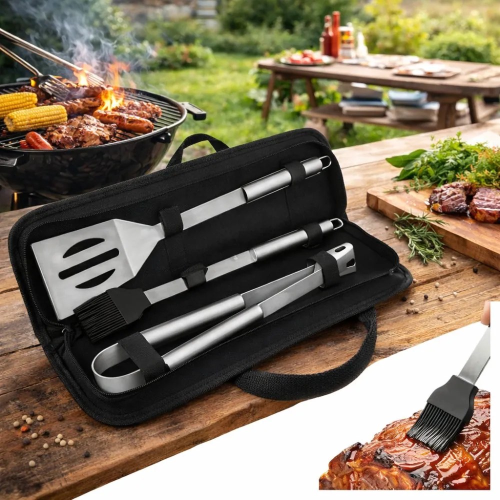Малък комплект инструменти за грил от неръждаема стомана - 3 бр.