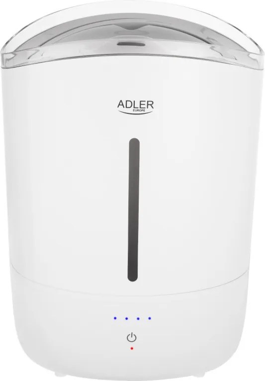 Овлажнител за въздух Adler AD 7971, 30W, До 20м2, 5 литра, 150-300 мл/час, Ултразвук, До 50 часа с едно пълнене, Бял