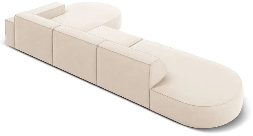 Ъглов диван от бежово кадифе (десен ъгъл) Jodie - Micadoni Home