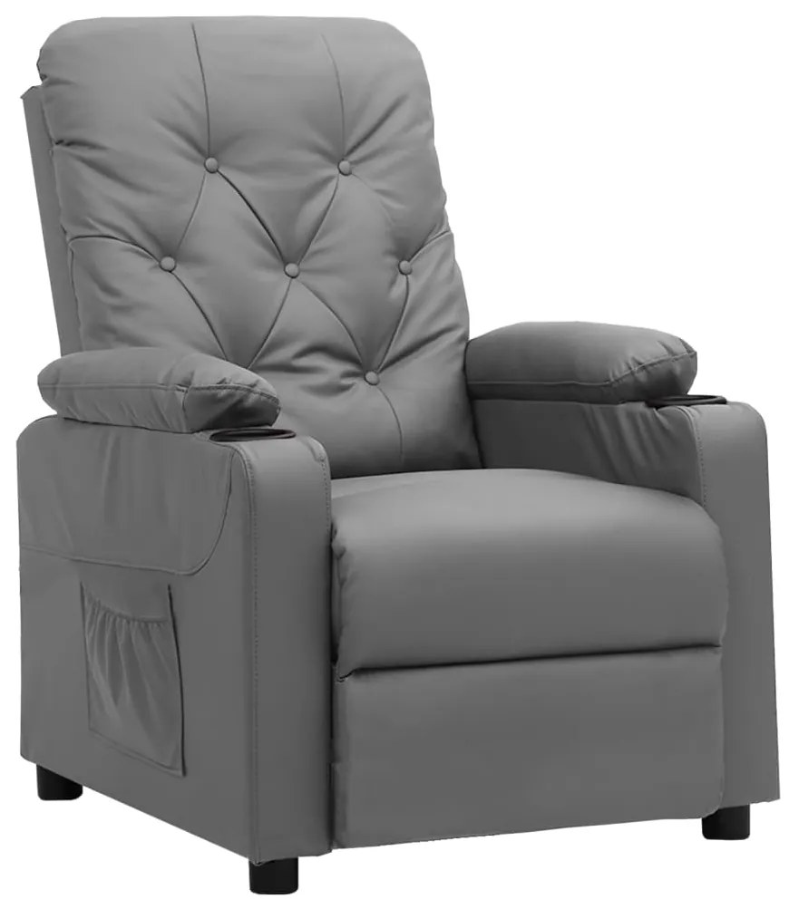 3093501 vidaXL Изправящ стол, сив, изкуствена кожа