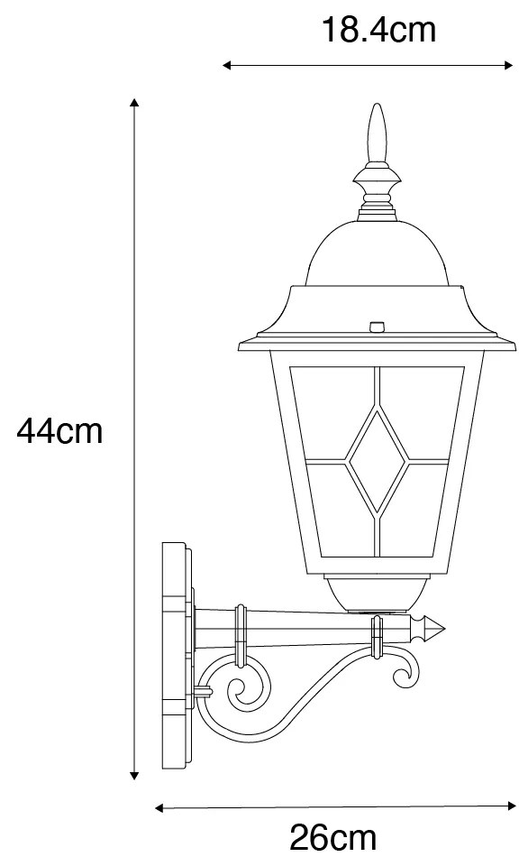 Винтидж външна стенна лампа антично злато - Antigua Up