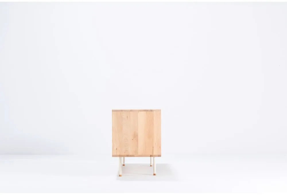 Бяла/естествена маса за телевизор от масивен дъб 180x64 cm Fina – Gazzda