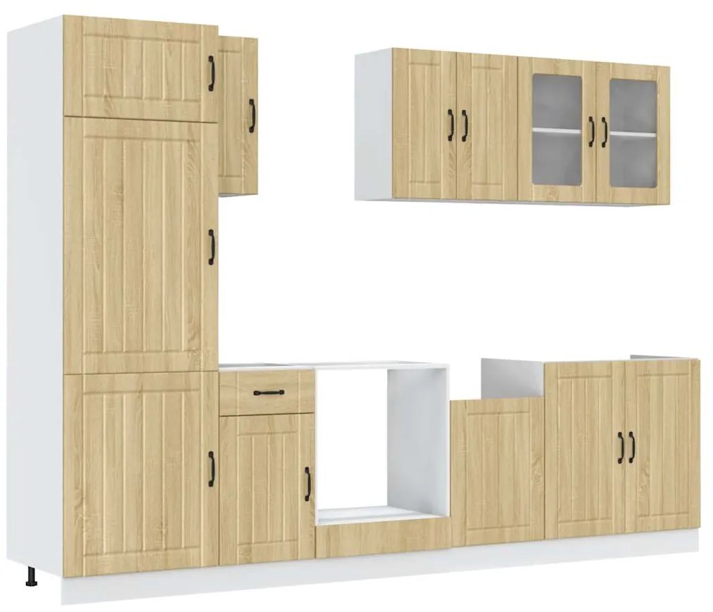 3314804 vidaXL Комплект кухненски шкафове с 8 части "Lucca", дъб сонома, инженерно дърво