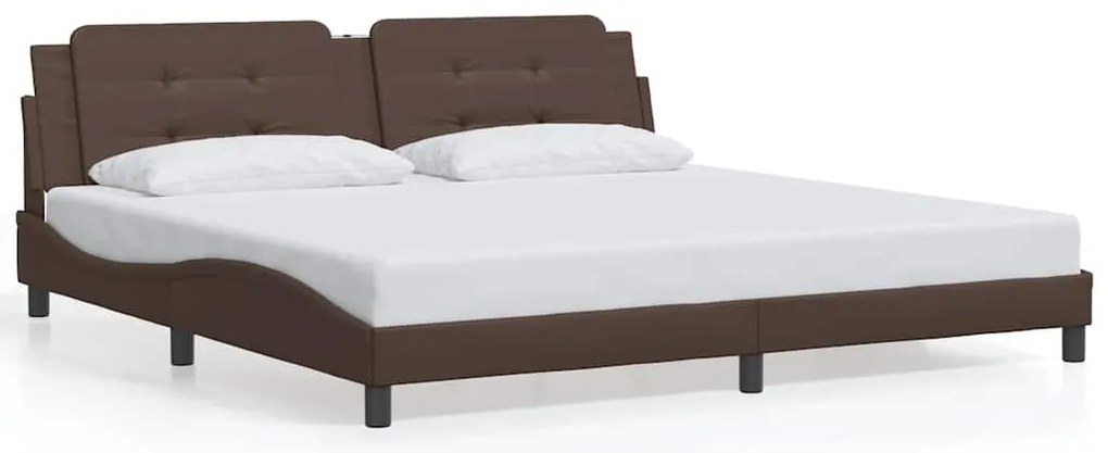 3208207 vidaXL Рамка за легло без матрак Zadar, кафява, 200x200 см, изкуствена кожа
