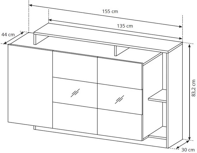 Бюфет Oak-Бяло - Сонома