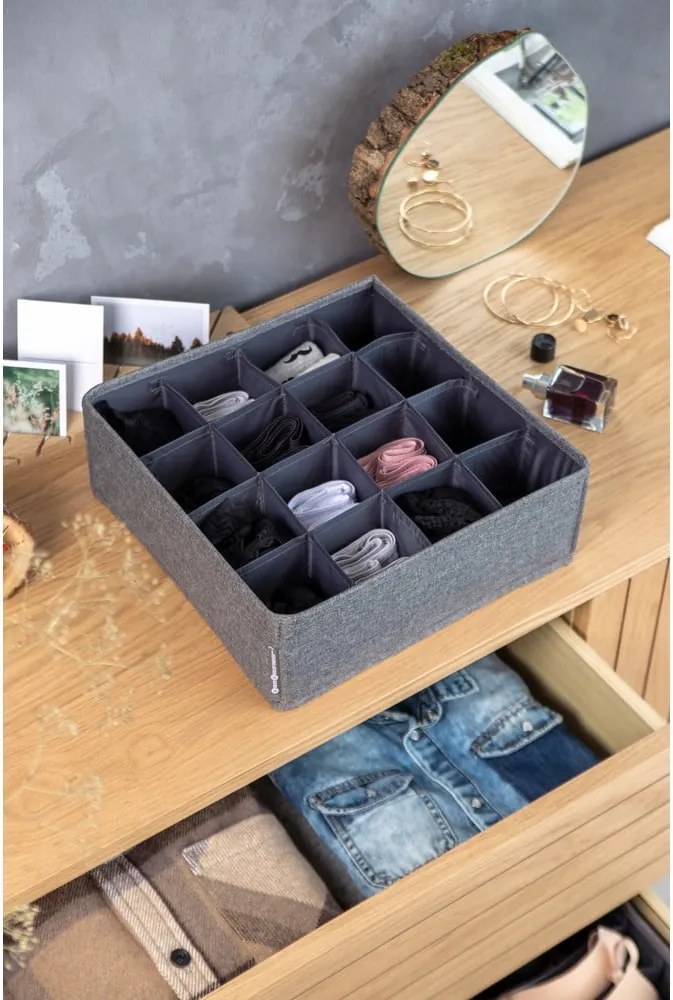 Сив органайзер за чекмеджета с 16 отделения Bigso Box of Sweden Drawer