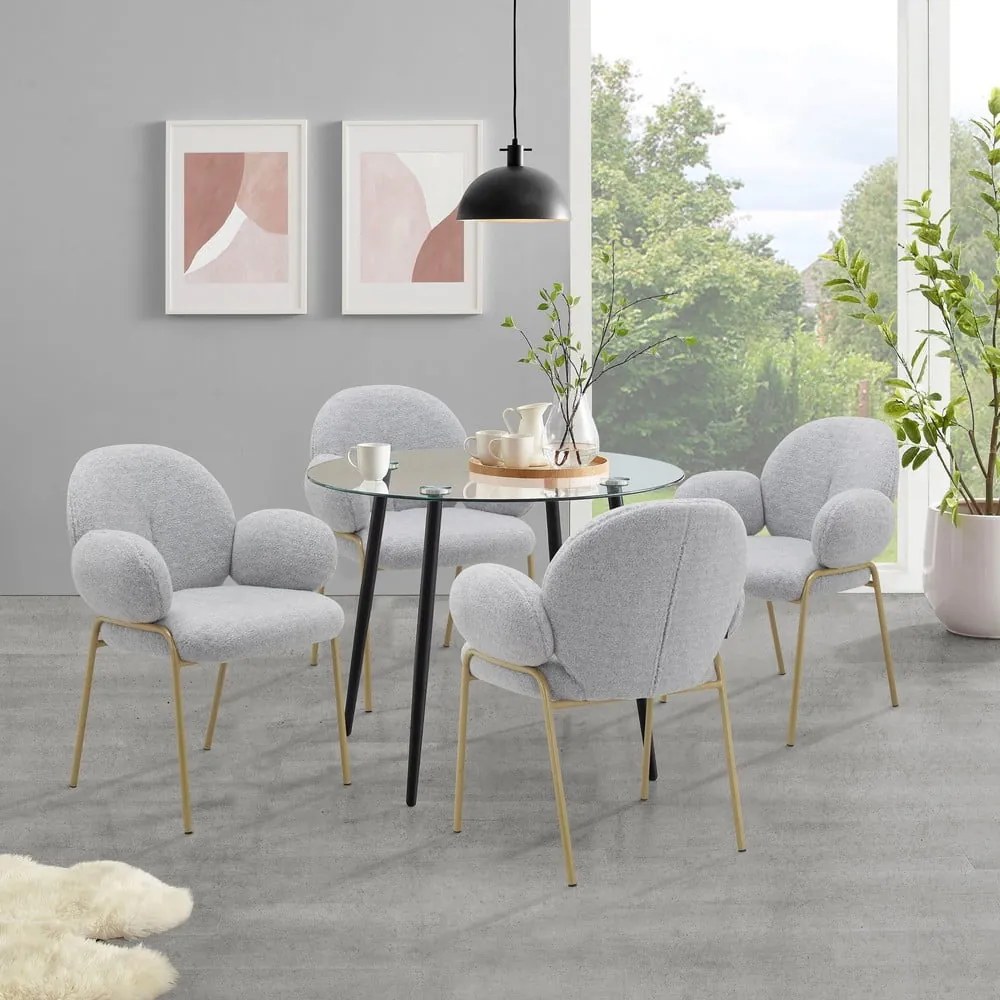 Светлосиви тапицирани трапезни столове в комплект с подлакътници 2 бр. Iwama – Støraa