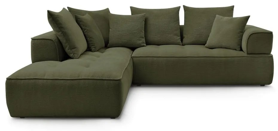 Зелен шенилов ъглов диван (ляв ъгъл/L форма) Whesley – Bobochic Paris