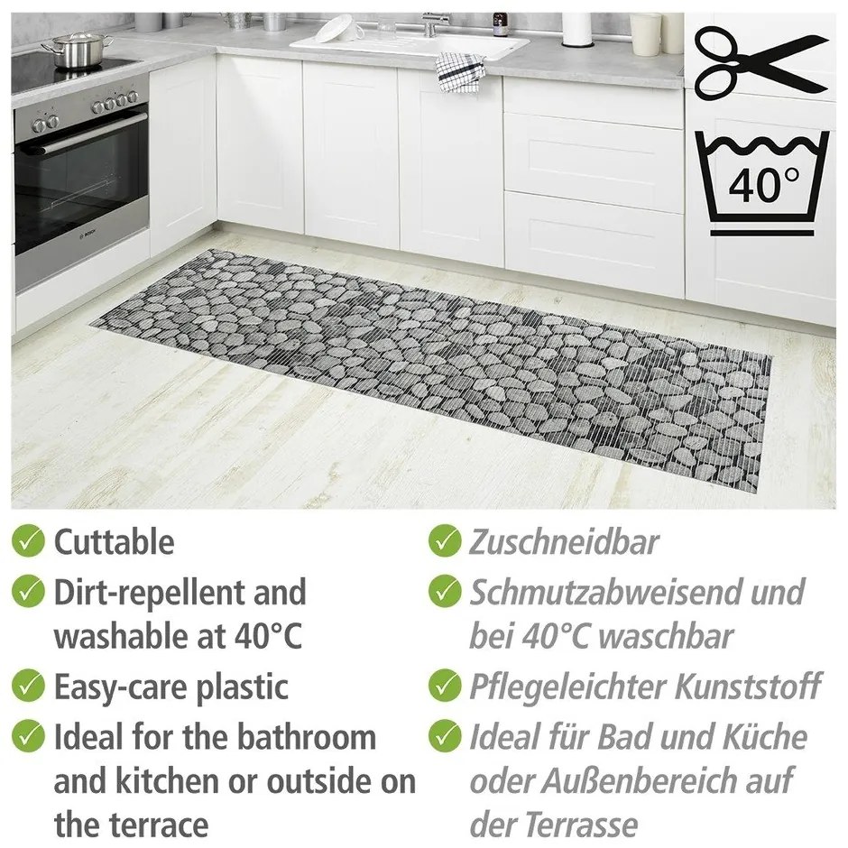 Сива пластмасова постелка за баня 65x200 cm Sassi - Wenko