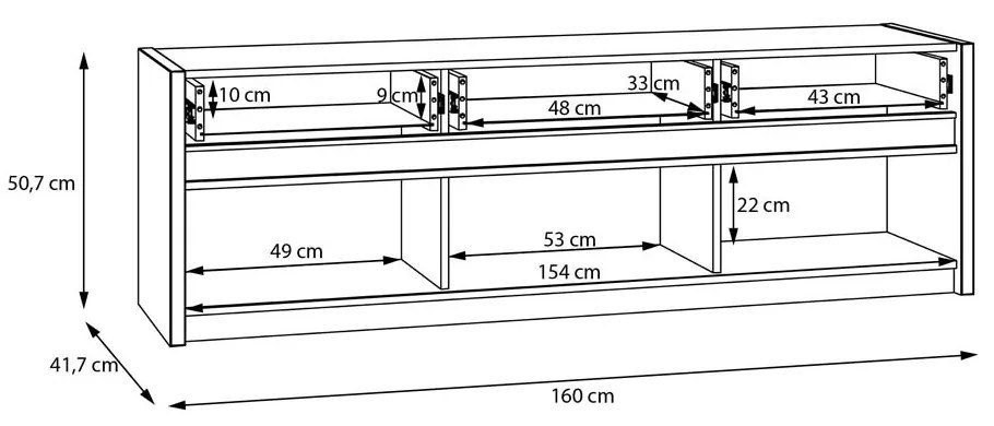 ТВ ШКАФ СКУЕЪР С LED-ОСВЕТЛЕНИЕ 160/41,5/50,7 СМ HOM'IN 67553030186