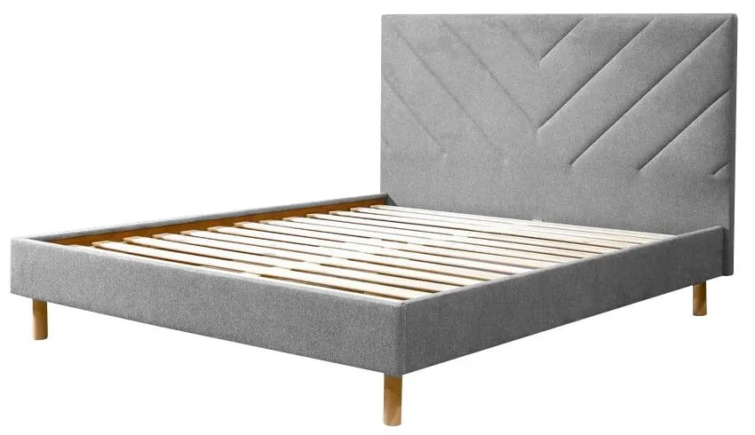 Светлосиво тапицирано двойно легло с включена подматрачна рамка 180x200 cm Romane – Bobochic Paris