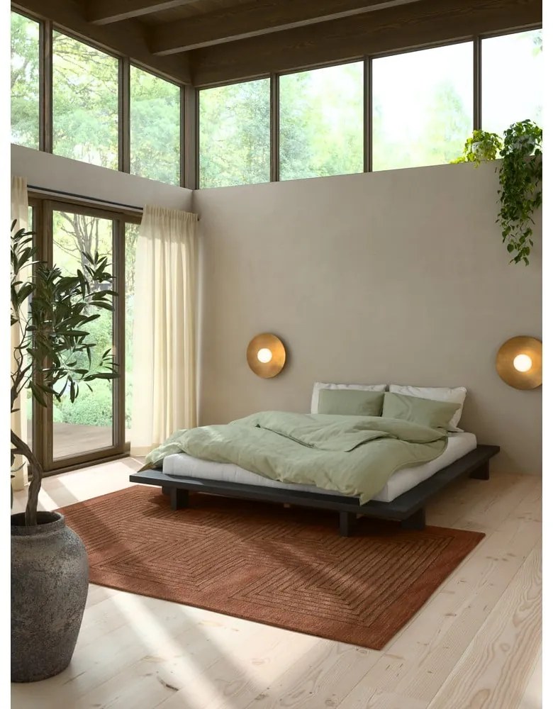 Черно двойно легло от борова дървесина с решетка 160x200 cm Japan - Karup Design