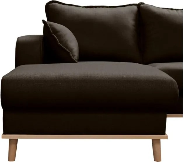 Черен ъглов диван (ляв ъгъл) Beata - Ropez