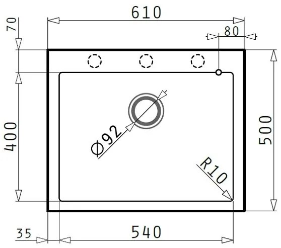 Мивка Pyramis Pyragranite Istros 1B-Дължина на снега: 61 cm