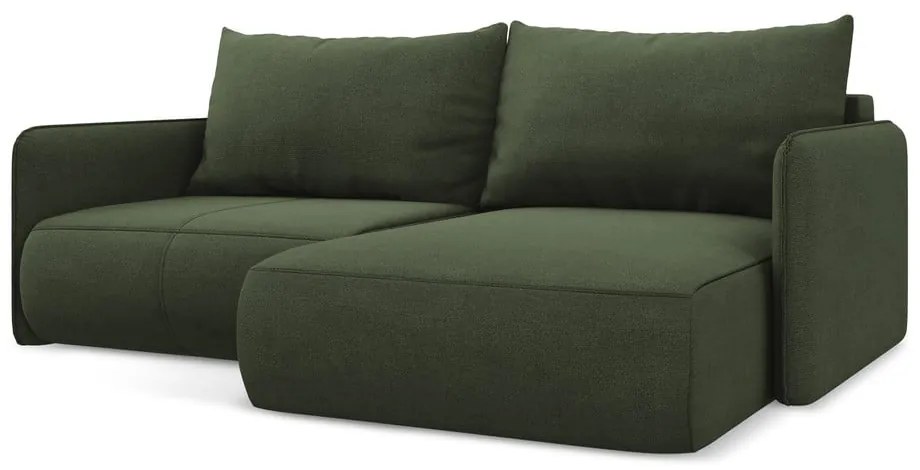 Зелен разтегателен ъглов диван с място за съхранение (десен ъгъл) Nanea – Makamii