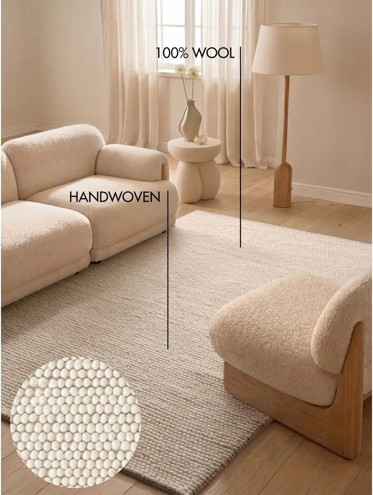 Кремав ръчно изработен вълнен килим 160x230 cm Richmond Diana – Ted Baker