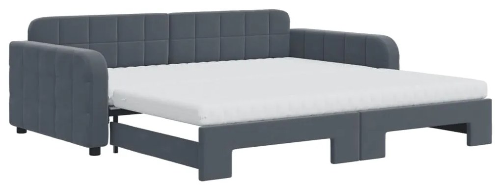 3196961 vidaXL Канапе с изтеглящо легло и матрак тъмносиво 100x200 см кадифе