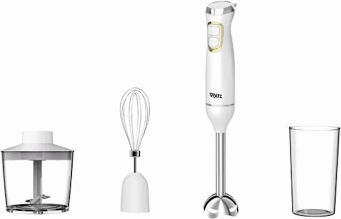 Пасатор, чопър и миксер 3в1 Oliver Voltz OV51112WSC, 800W, 700 мл, 2 скорости, Острие и приставка за разбъркване от неръждаема стомана, Бял