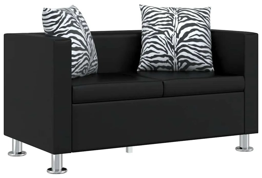 242209 vidaXL 2-местен диван, изкуствена кожа, черен